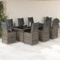 vidaXL 9-tlg. Garten-Bistro-Set mit Kissen Grau Poly Rattan vidaXL 9-tlg. Garten-Bistro-Set mit Kissen Grau Poly Rattan