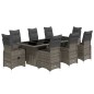 vidaXL 9-tlg. Garten-Bistro-Set mit Kissen Grau Poly Rattan vidaXL 9-tlg. Garten-Bistro-Set mit Kissen Grau Poly Rattan