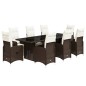 vidaXL 9-tlg. Garten-Bistro-Set mit Kissen Braun Poly Rattan vidaXL 9-tlg. Garten-Bistro-Set mit Kissen Braun Poly Rattan