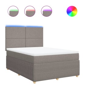 vidaXL Boxspringbett mit Matratze Taupe 140x200 cm Stoff
