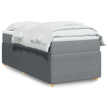 vidaXL Boxspringbett mit Matratze Hellgrau 80x200 cm Stoff