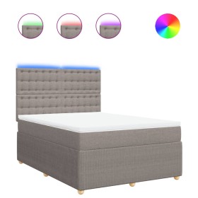 vidaXL Boxspringbett mit Matratze Taupe 140x190 cm Stoff