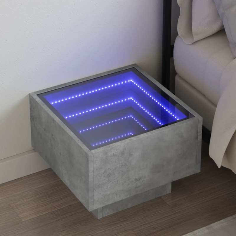 vidaXL Nachttisch mit Infinity-LED Betongrau 40x40x30 cm vidaXL Nachttisch mit Infinity-LED Betongrau 40x40x30 cm
