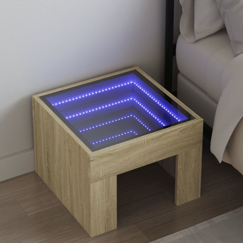 vidaXL Nachttisch mit Infinity-LED Sonoma-Eiche 40x40x30 cm vidaXL Nachttisch mit Infinity-LED Sonoma-Eiche 40x40x30 cm
