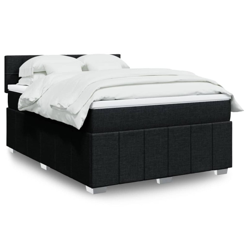 vidaXL Boxspringbett mit Matratze Schwarz 140x190 cm Stoff vidaXL Boxspringbett mit Matratze Schwarz 140x190 cm Stoff