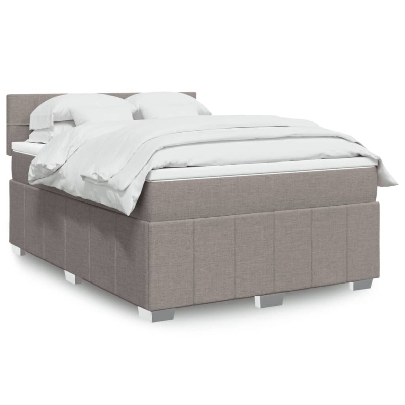 vidaXL Boxspringbett mit Matratze Taupe 140x190 cm Stoff vidaXL Boxspringbett mit Matratze Taupe 140x190 cm Stoff