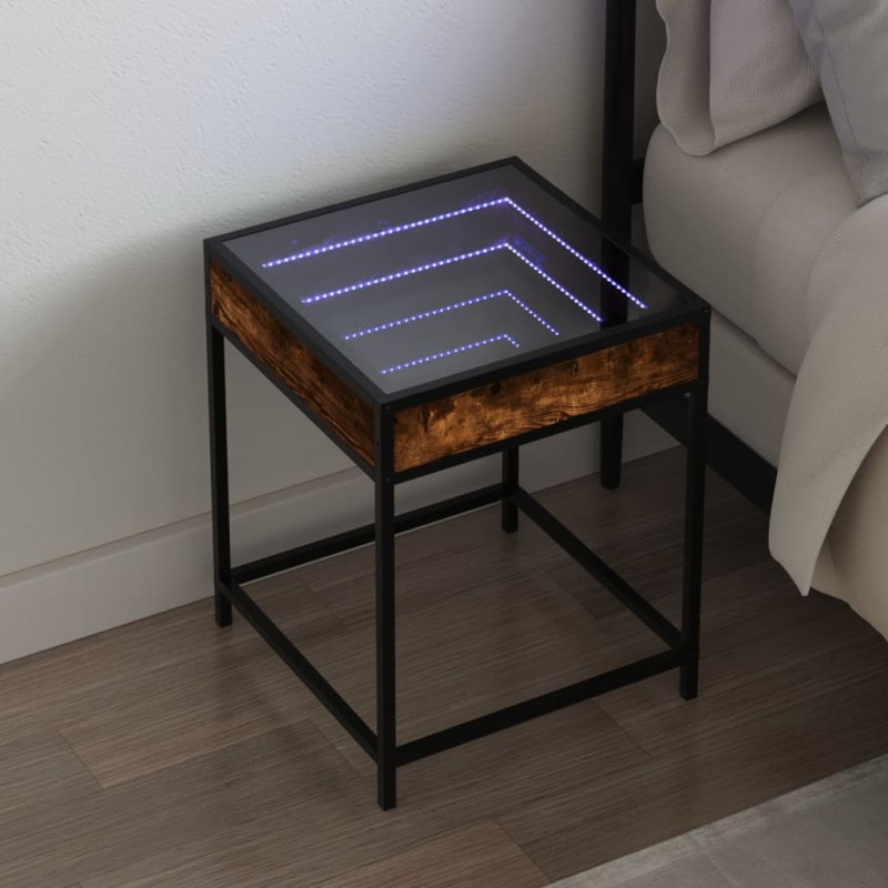 vidaXL Nachttisch mit Infinity-LED Räuchereiche 40x40x51 cm vidaXL Nachttisch mit Infinity-LED Räuchereiche 40x40x51 cm
