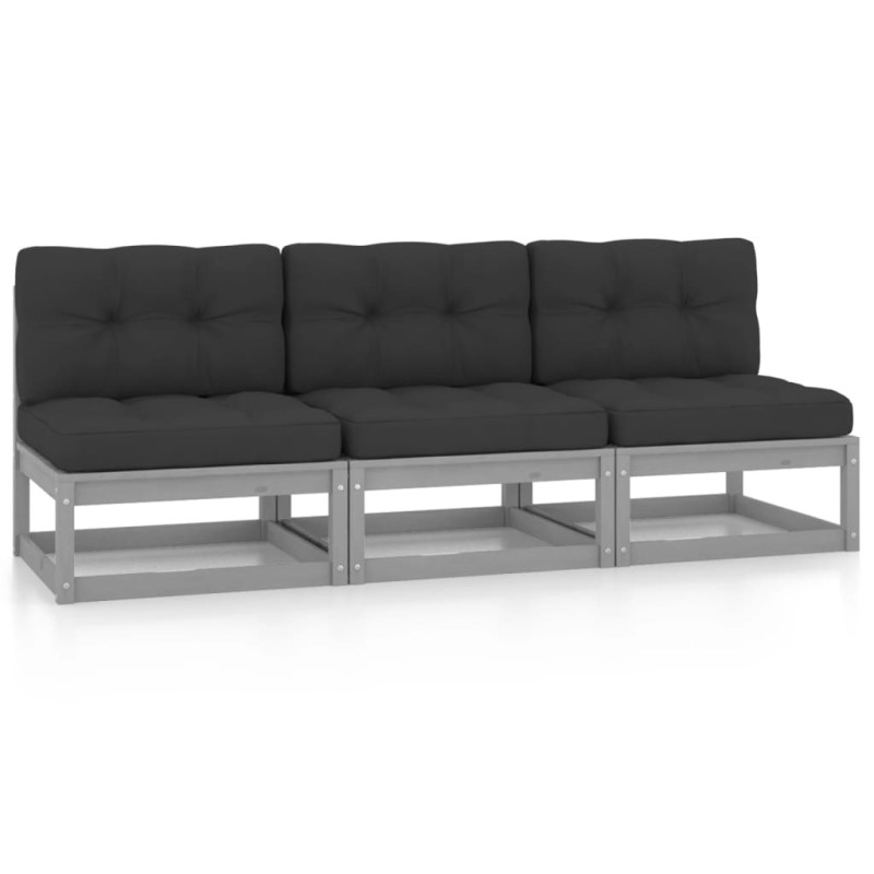 3-Sitzer-Sofa mit Kissen Kiefer Massivholz 3-Sitzer-Sofa mit Kissen Kiefer Massivholz