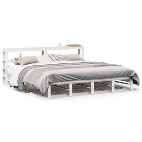 vidaXL Massivholzbett ohne Matratze Weiß 180x200 cm Kiefernholz