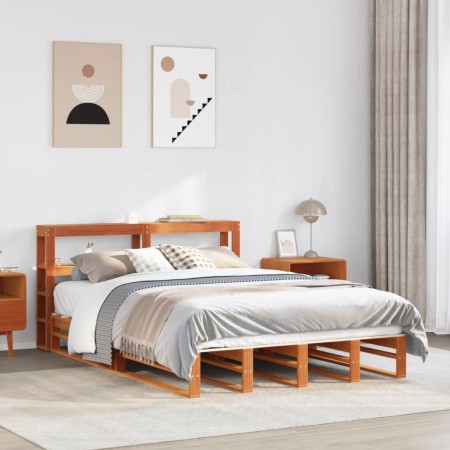 vidaXL Massivholzbett ohne Matratze Wachsbraun 140x190 cm Kiefernholz