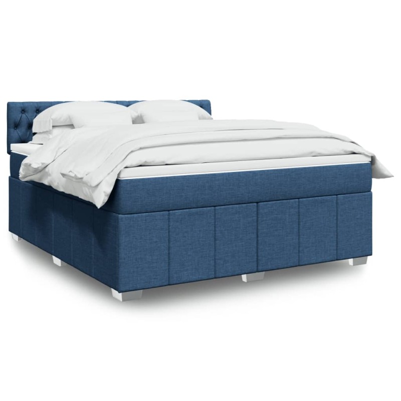 vidaXL Boxspringbett mit Matratze Blau 180x200 cm Stoff vidaXL Boxspringbett mit Matratze Blau 180x200 cm Stoff