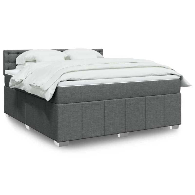 vidaXL Boxspringbett mit Matratze Dunkelgrau 180x200 cm Stoff vidaXL Boxspringbett mit Matratze Dunkelgrau 180x200 cm Stoff