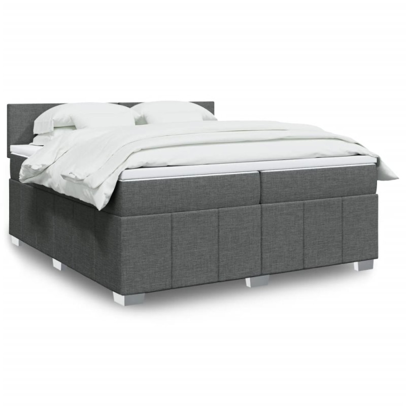 vidaXL Boxspringbett mit Matratze Dunkelgrau 200x200 cm Stoff vidaXL Boxspringbett mit Matratze Dunkelgrau 200x200 cm Stoff