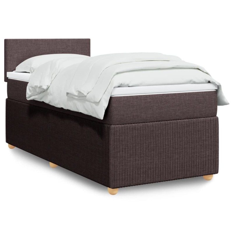 vidaXL Boxspringbett mit Matratze Dunkelbraun 80x200 cm Stoff vidaXL Boxspringbett mit Matratze Dunkelbraun 80x200 cm Stoff