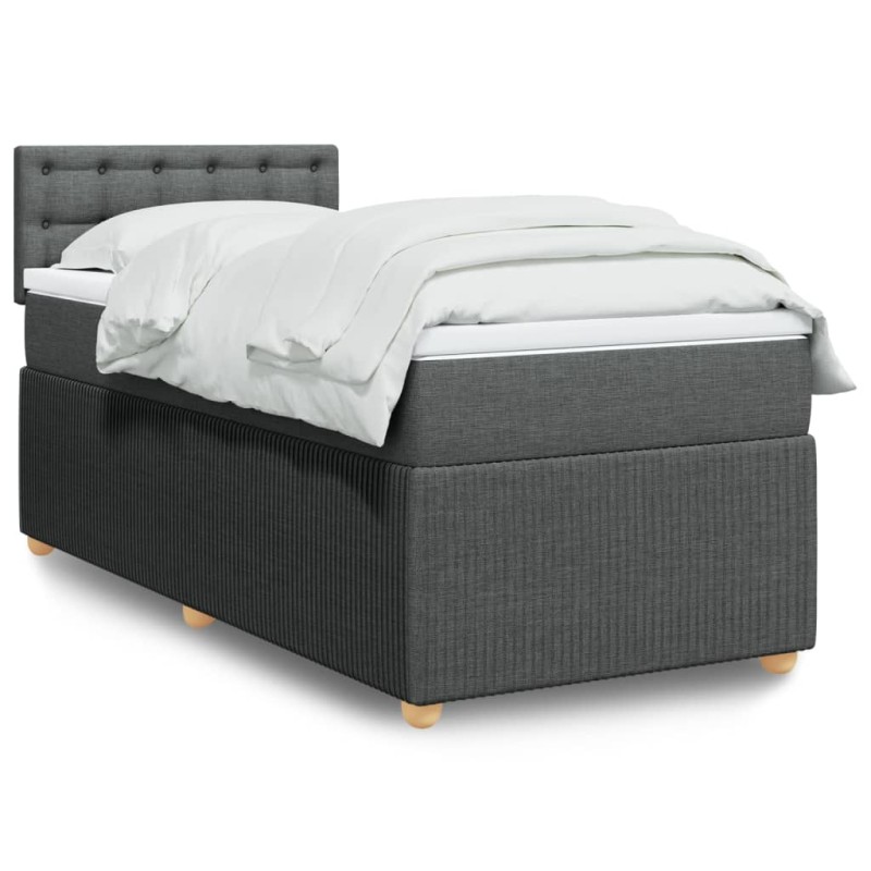 vidaXL Boxspringbett mit Matratze Dunkelgrau 80x200 cm Stoff vidaXL Boxspringbett mit Matratze Dunkelgrau 80x200 cm Stoff