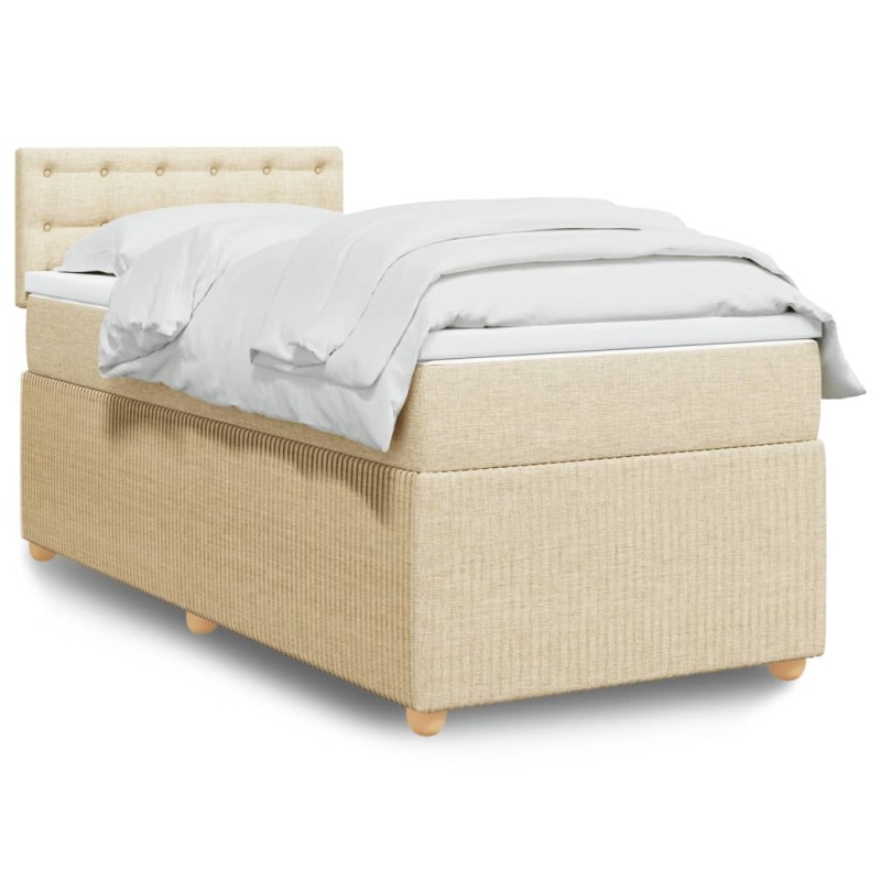 vidaXL Boxspringbett mit Matratze Creme 80x200 cm Stoff vidaXL Boxspringbett mit Matratze Creme 80x200 cm Stoff
