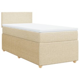 vidaXL Boxspringbett mit Matratze Creme 90x200 cm Stoff