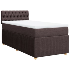 vidaXL Boxspringbett mit Matratze Dunkelbraun 90x200 cm Stoff