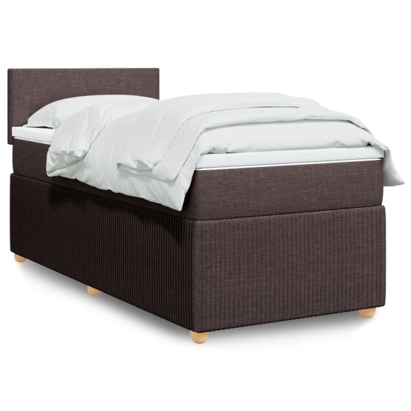 vidaXL Boxspringbett mit Matratze Dunkelbraun 100x200 cm Stoff vidaXL Boxspringbett mit Matratze Dunkelbraun 100x200 cm Stoff
