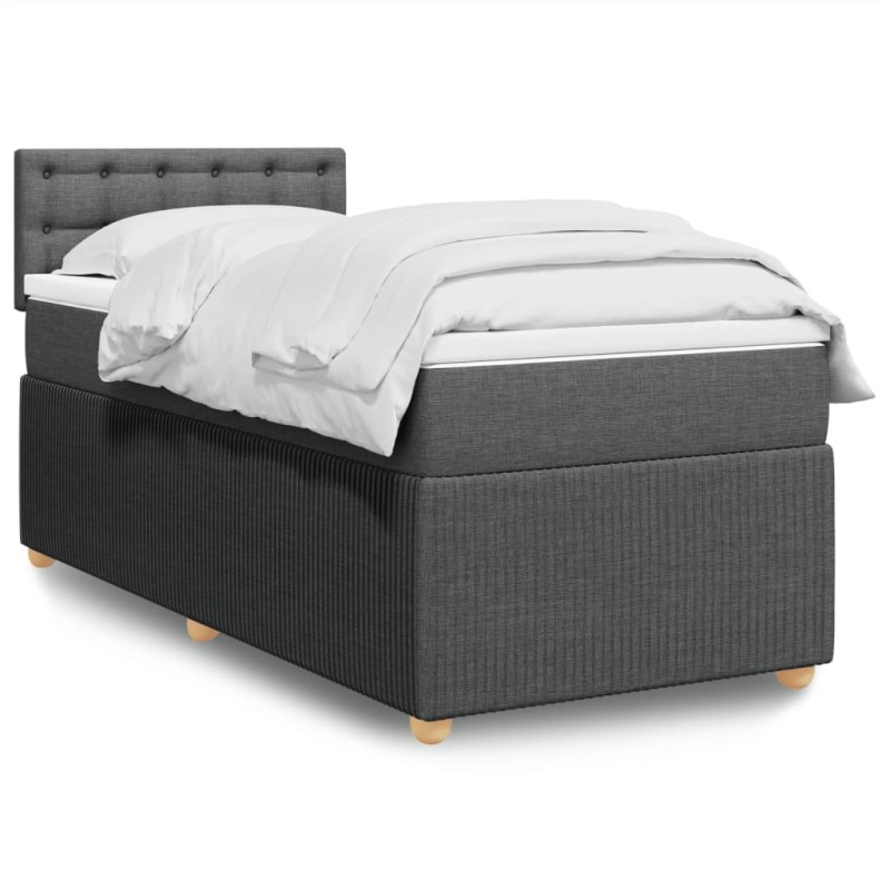 vidaXL Boxspringbett mit Matratze Dunkelgrau 100x200 cm Stoff vidaXL Boxspringbett mit Matratze Dunkelgrau 100x200 cm Stoff