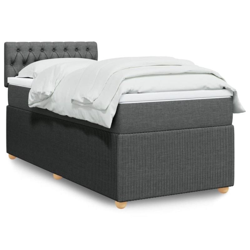 vidaXL Boxspringbett mit Matratze Dunkelgrau 100x200 cm Stoff vidaXL Boxspringbett mit Matratze Dunkelgrau 100x200 cm Stoff
