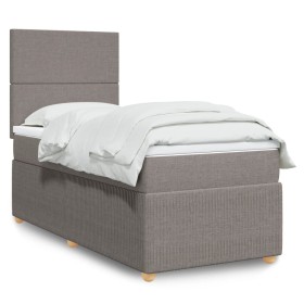vidaXL Boxspringbett mit Matratze Taupe 90x200 cm Stoff