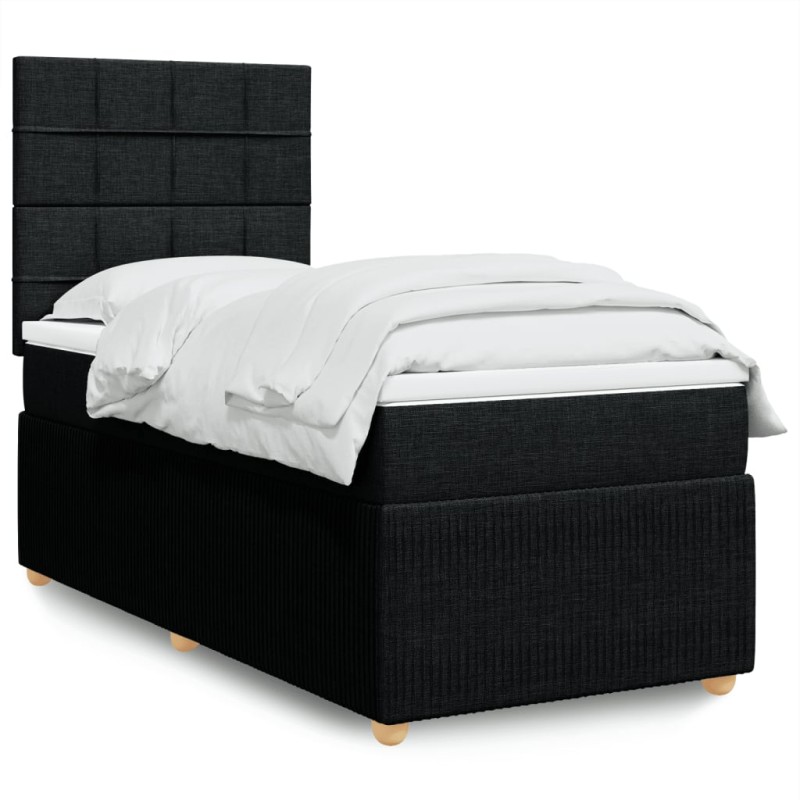 vidaXL Boxspringbett mit Matratze Schwarz 90x200 cm Stoff vidaXL Boxspringbett mit Matratze Schwarz 90x200 cm Stoff