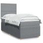 vidaXL Boxspringbett mit Matratze Hellgrau 100x200 cm Stoff vidaXL Boxspringbett mit Matratze Hellgrau 100x200 cm Stoff