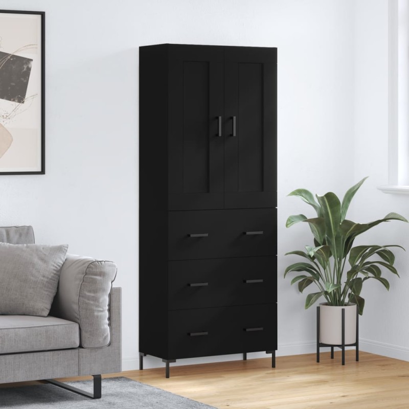 Highboard Schwarz 69,5x34x180 cm Holzwerkstoff Highboard Schwarz 69,5x34x180 cm Holzwerkstoff