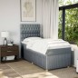 vidaXL Boxspringbett mit Matratze Hellgrau 100x200 cm Stoff vidaXL Boxspringbett mit Matratze Hellgrau 100x200 cm Stoff
