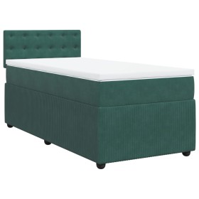 vidaXL Boxspringbett mit Matratze Dunkelgrün 80x200 cm Samt