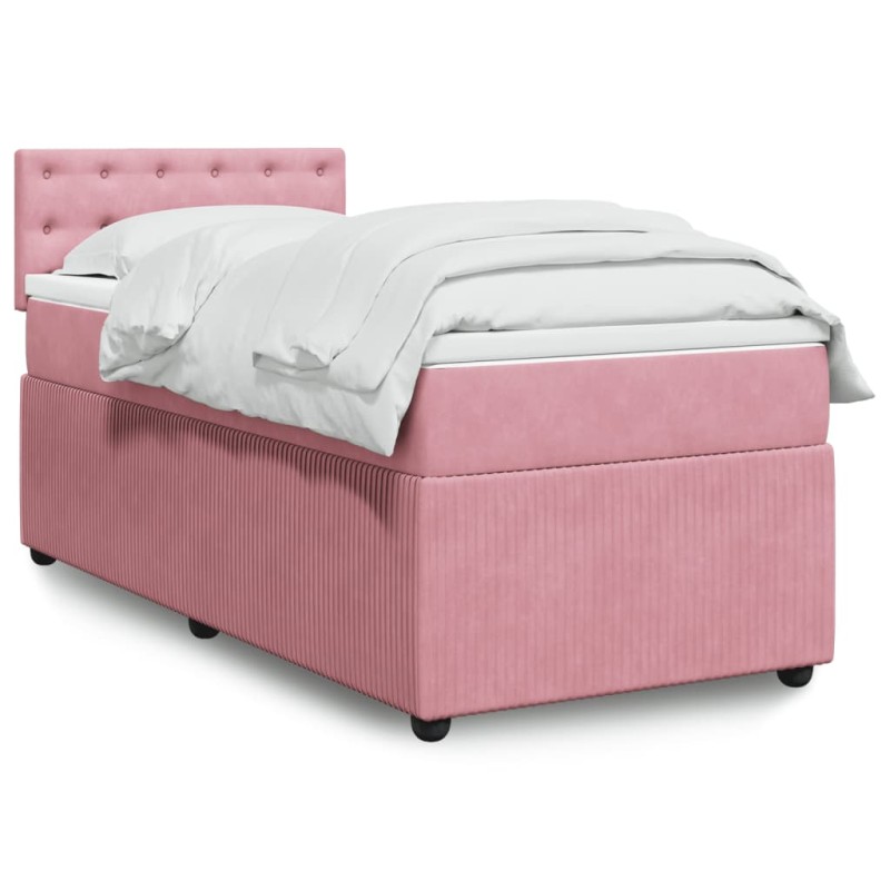 vidaXL Boxspringbett mit Matratze Rosa 80x200 cm Samt vidaXL Boxspringbett mit Matratze Rosa 80x200 cm Samt