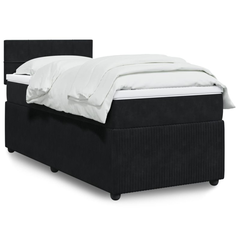 vidaXL Boxspringbett mit Matratze Schwarz 100x200 cm Samt vidaXL Boxspringbett mit Matratze Schwarz 100x200 cm Samt