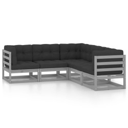 5-tlg. Garten-Lounge-Set mit Kissen Kiefer Massivholz