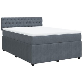vidaXL Boxspringbett mit Matratze Dunkelgrau 160x200 cm Samt