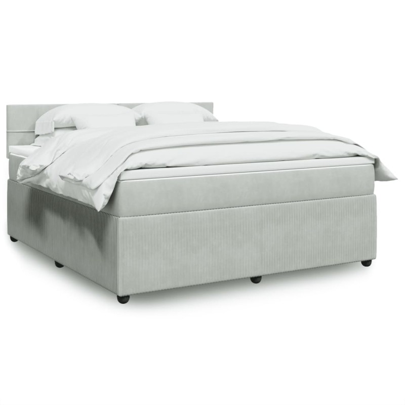 vidaXL Boxspringbett mit Matratze Hellgrau 180x200 cm Samt vidaXL Boxspringbett mit Matratze Hellgrau 180x200 cm Samt