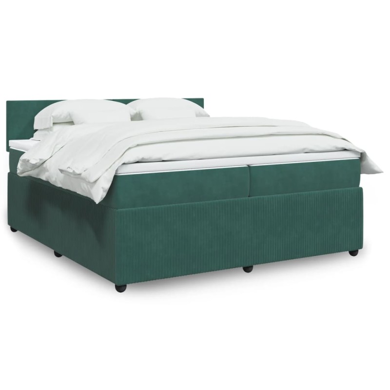 vidaXL Boxspringbett mit Matratze Dunkelgrün 200x200 cm Samt vidaXL Boxspringbett mit Matratze Dunkelgrün 200x200 cm Samt