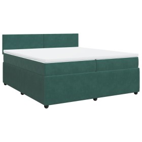 vidaXL Boxspringbett mit Matratze Dunkelgrün 200x200 cm Samt