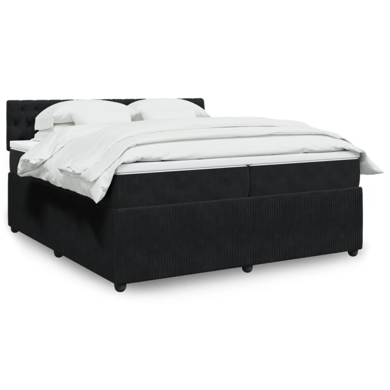 vidaXL Boxspringbett mit Matratze Schwarz 200x200 cm Samt vidaXL Boxspringbett mit Matratze Schwarz 200x200 cm Samt