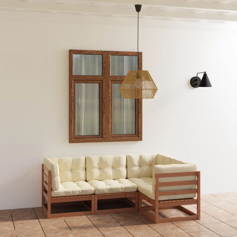 vidaXL 4-tlg. Garten-Lounge-Set mit Kissen Kiefer Massivholz vidaXL 4-tlg. Garten-Lounge-Set mit Kissen Kiefer Massivholz