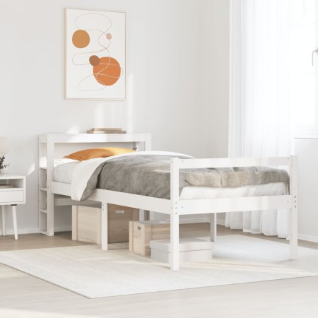 vidaXL Seniorenbett mit Kopfteil Weiß 100x200 cm Massivholz Kiefer