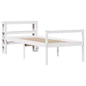 vidaXL Seniorenbett mit Kopfteil Weiß 100x200 cm Massivholz Kiefer