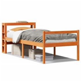 vidaXL Massivholzbett mit Kopfteil Wachsbraun 90x190 cm Kiefer
