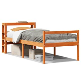 vidaXL Massivholzbett mit Kopfteil Wachsbraun 90x190 cm Kiefer