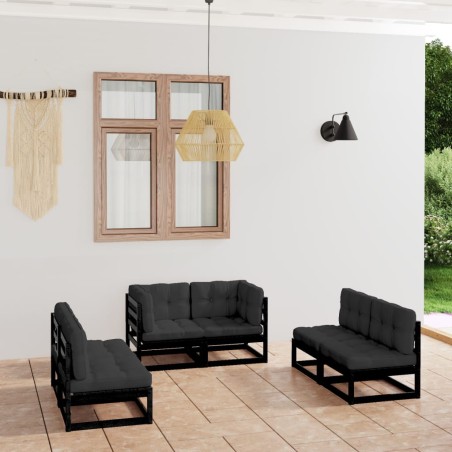 vidaXL 6-tlg. Garten-Lounge-Set mit Kissen Massivholz Kiefer