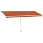 vidaXL Markise Manuell Einziehbar mit LED 500x300 cm Orange Braun vidaXL Markise Manuell Einziehbar mit LED 500x300 cm Orange Braun