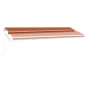 vidaXL Markise Manuell Einziehbar mit LED 500x300 cm Orange Braun vidaXL Markise Manuell Einziehbar mit LED 500x300 cm Orange Braun