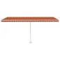 vidaXL Markise Manuell Einziehbar mit LED 500x300 cm Orange Braun vidaXL Markise Manuell Einziehbar mit LED 500x300 cm Orange Braun