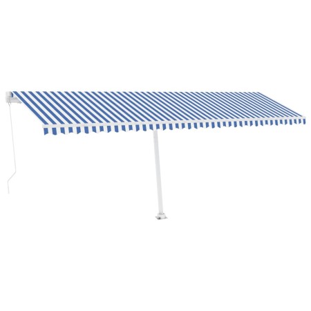 vidaXL Markise Manuell Einziehbar mit LED 600x300 cm Blau Weiß
