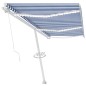 vidaXL Markise Manuell Einziehbar mit LED 600x300 cm Blau Weiß vidaXL Markise Manuell Einziehbar mit LED 600x300 cm Blau Weiß
